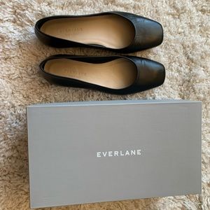 Everlane 90s Square Toe Black Leather Flat